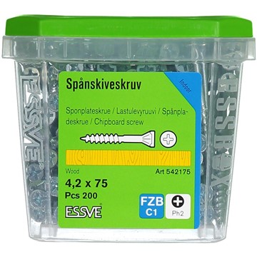 ESSVE SPÅNSKIVESKRUV PH2 FZB 4,2X75 200ST