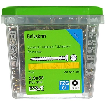 ESSVE GOLVSKRUV FYRKANTSBITS R1 GULKROMATERAD 3,9X58 250ST