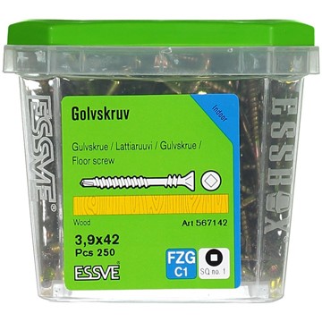 ESSVE GOLVSKRUV FYRKANTSBITS R1 GULKROMATERAD 3,9X42 250ST