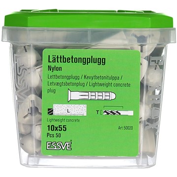 ESSVE LÄTTBETONGPLUGG NYLON 10X55 50ST