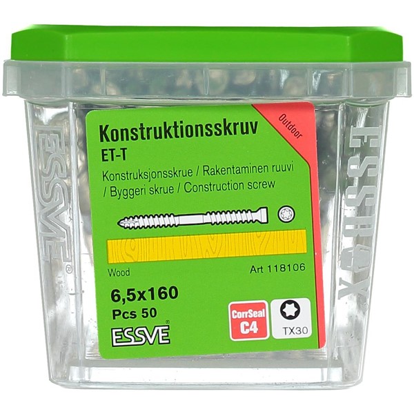 ESSVE KONSTRUKTIONSSKRUV ET-T TX30 CYL CORRSEAL 6,5X160 50ST