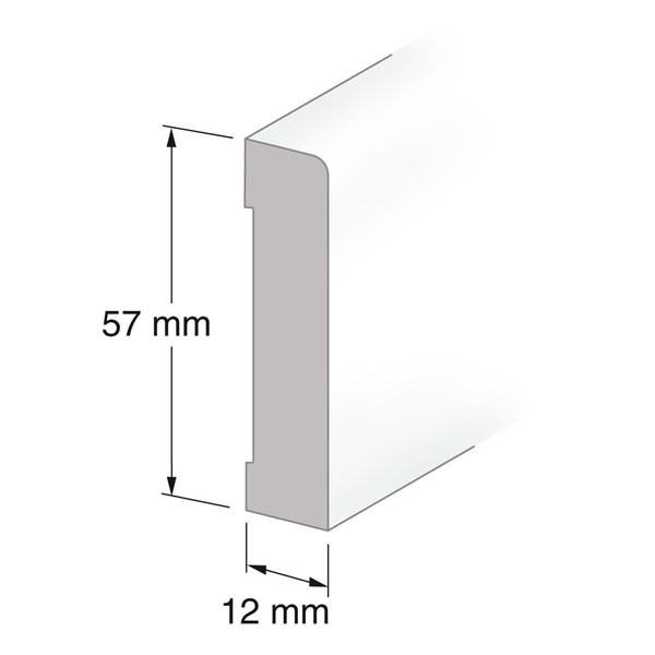 Duri GOLVSOCKEL 12X57MM VIT PLAST 250CM 1724