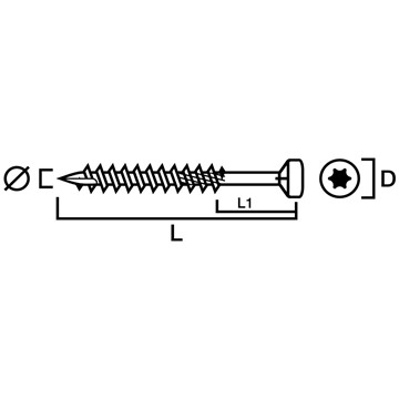 Gunnebo Fastening UNIVERSALSKRUV ROSTFRI 410 HÄRDAD TX25 5,0X45MM 100ST